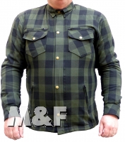 Lumberjack Shirt im Holzfäller-Stil mit Aramidfaser-Innenfutter und Protektoren Grün-Schwarz